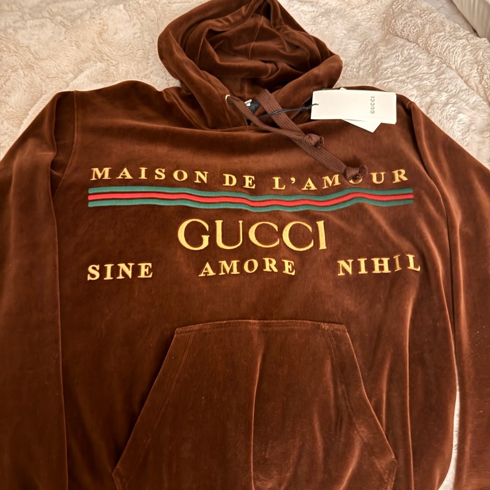 GUCCI VELVET SWEATSHIRT BROWN